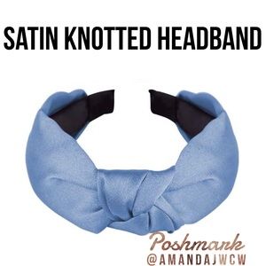 Silk Cross Knot Twist Headband - Light Blue - 1”